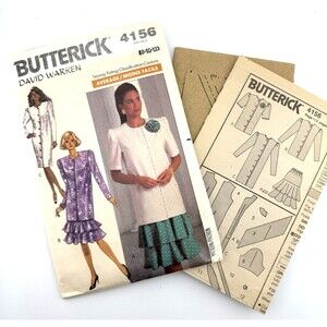 Vintage Butterick David Warren sewing pattern 4156 Sz 8 10 12 Dress jacket skirt